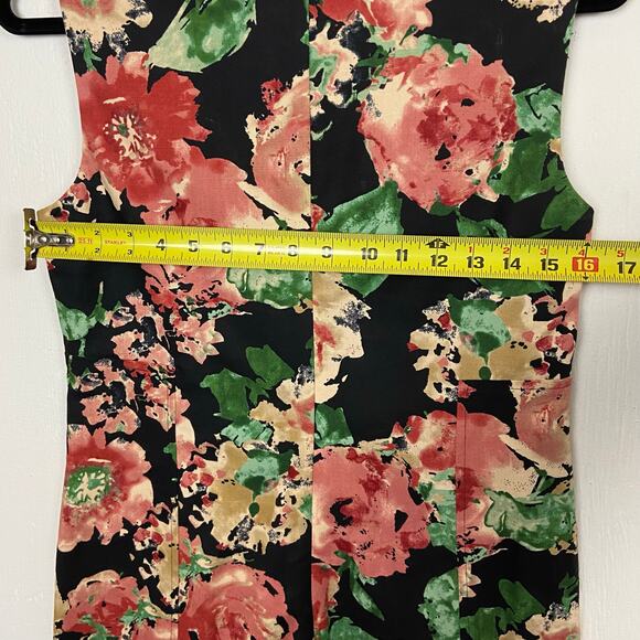 Talbots Women's Black Pink Cotton Stretch Sleeveless V-neck Sheath Dress Size 6 - Picture 9 of 11